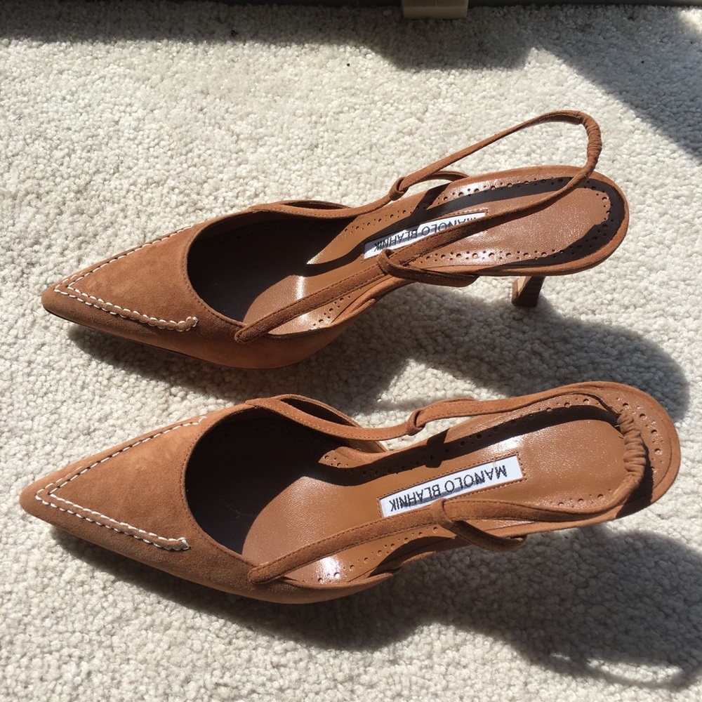 Manolo Blahnik Suede Brown Stefania (37, low heel)